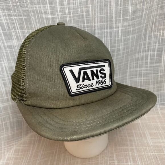 Vans Off The Wall Since 1966 Snapback Patch Hat Green Trucker Cap One Size - Picture 6 of 8